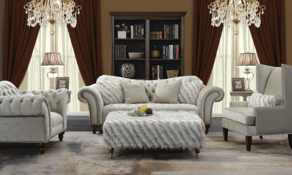 Picture of Lorraine Rectangle Faux Fur Ottoman