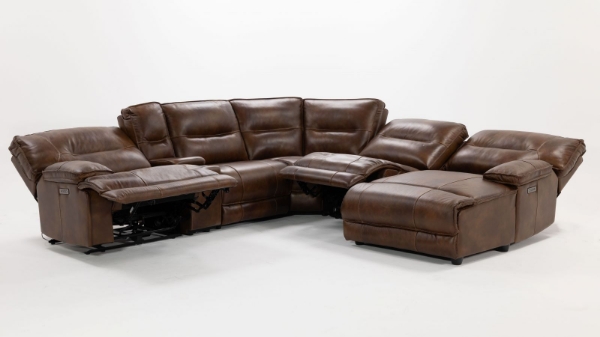 Picture of Flint II 6 Piece Brown Power Sectional LAF Chaise