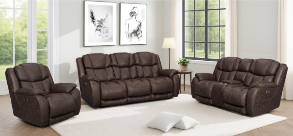 Picture of Velocity Chocolate Power Console Loveseat